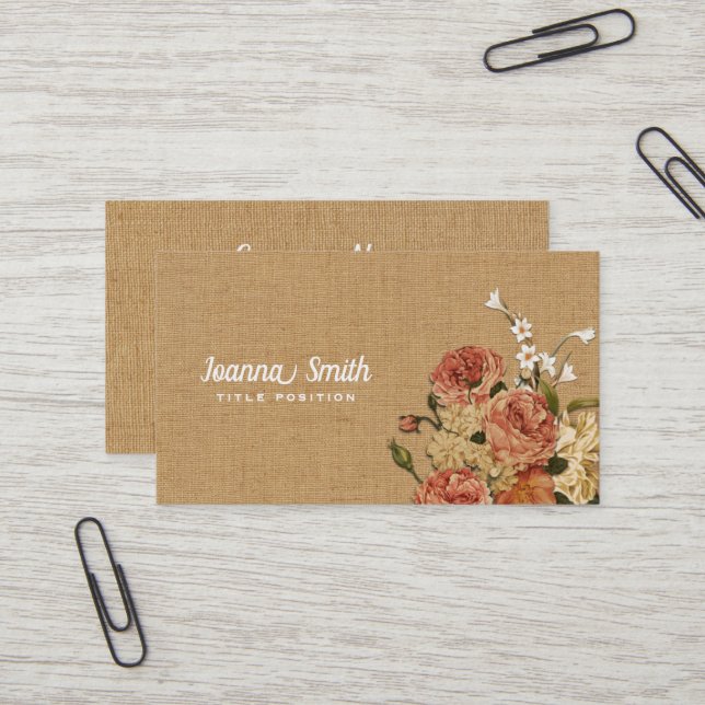Farbige Blume auf Beige-Leinwand Visitenkarte (Vorderseite/Rückseite Beispiel)