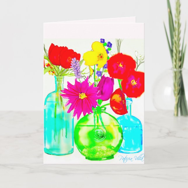 Farbige Blume auf der Blankokarte Karte (Vorderseite)
