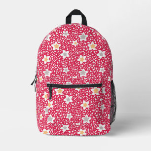 Farbige Blume auf einem Retro-Polka-Punkt-Hintergr Bedruckter Rucksack