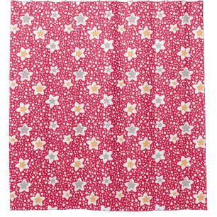 Farbige Blume auf einem Retro-Polka-Punkt-Hintergr Duschvorhang