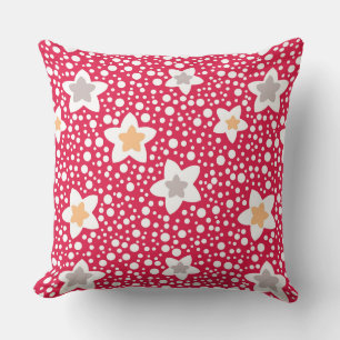 Farbige Blume auf einem Retro-Polka-Punkt-Hintergr Kissen