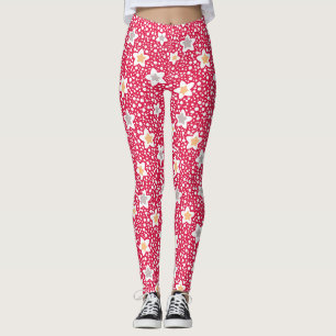 Farbige Blume auf einem Retro-Polka-Punkt-Hintergr Leggings