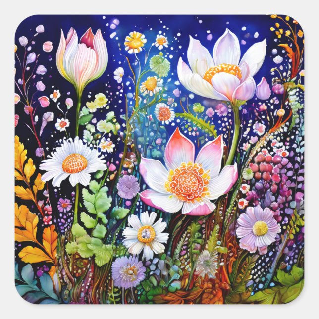 Farbige Blume Aufkleber (Vorderseite)