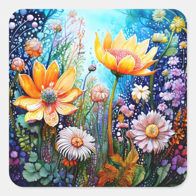 Farbige Blume Aufkleber (Vorderseite)