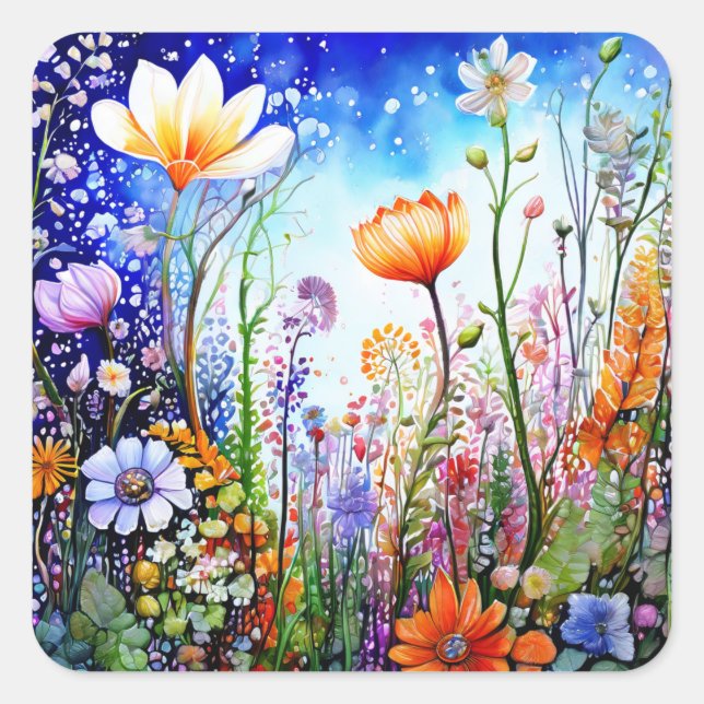 Farbige Blume Aufkleber (Vorderseite)