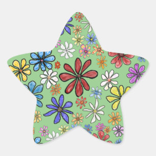 Farbige Blume-Aufkleber Stern-Aufkleber