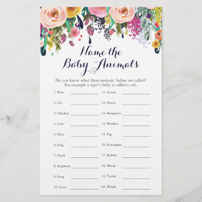 Farbige Blume Baby Shooter Baby Animal Name Game (Vorderseite)
