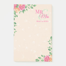 Farbige Blume Beige Hintergrund Post-it Klebezettel