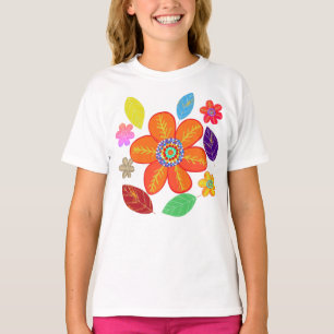 Farbige Blume Blätter T-Shirt