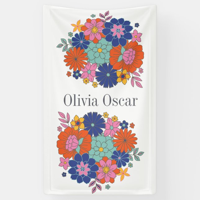 Farbige Blume Boho Bright Bloral Illustration Banner (Vertikal)