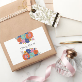 Farbige Blume Boho Bright Bloral Illustration Rechteckiger Aufkleber