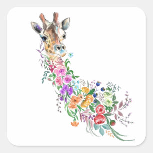 Farbige Blume Bouquet Giraffe Sticker