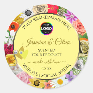 Farbige Blume Creme Product Labels Hörnchen Logo Runder Aufkleber