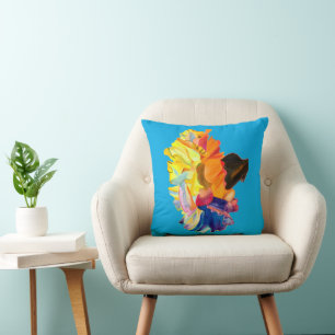 Farbige Blume der Nassfarbe Kissen