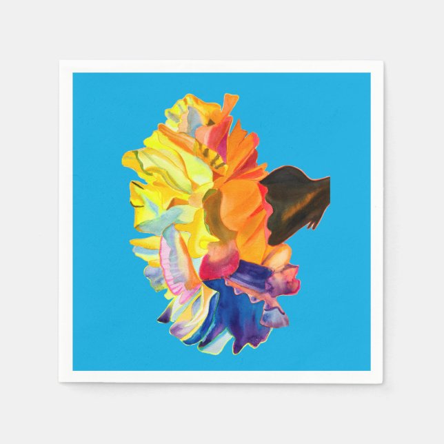 Farbige Blume der Nassfarbe Serviette (Vorderseite)