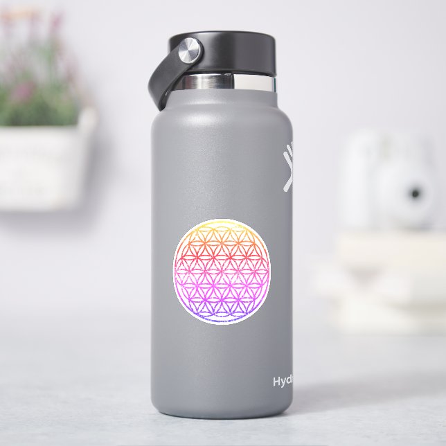 Farbige Blume des Lebens, ängstliche Geometrie, Ze Aufkleber (HydroFlask)