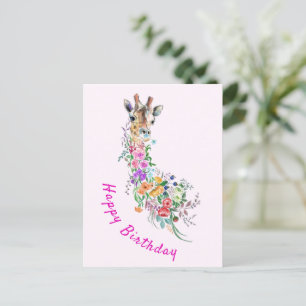 Farbige Blume Giraffe Geburtstagskarte Postkarte