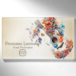 Farbige Blume Gitarrenmusik Instrument Namenschild