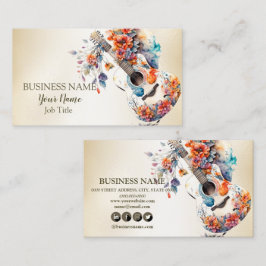 Farbige Blume Gitarrenmusik Instrument Visitenkarte