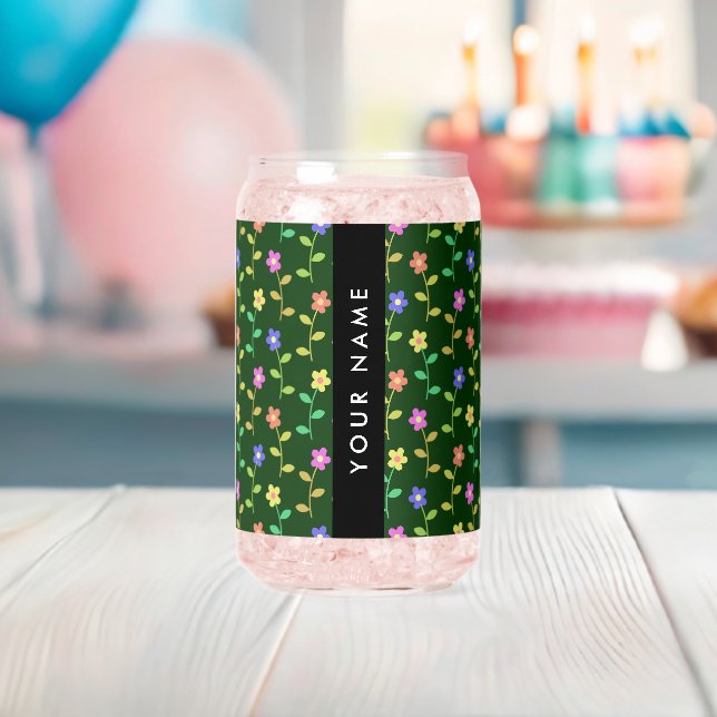 Farbige Blume, grüner Hintergrund, schwarz Dosenglas (Insitu (Baby Party))