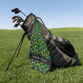 Farbige Blume, grüner Hintergrund, schwarz Golfhandtuch