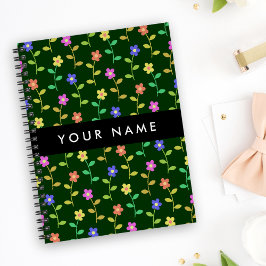 Farbige Blume, grüner Hintergrund, schwarz Planer