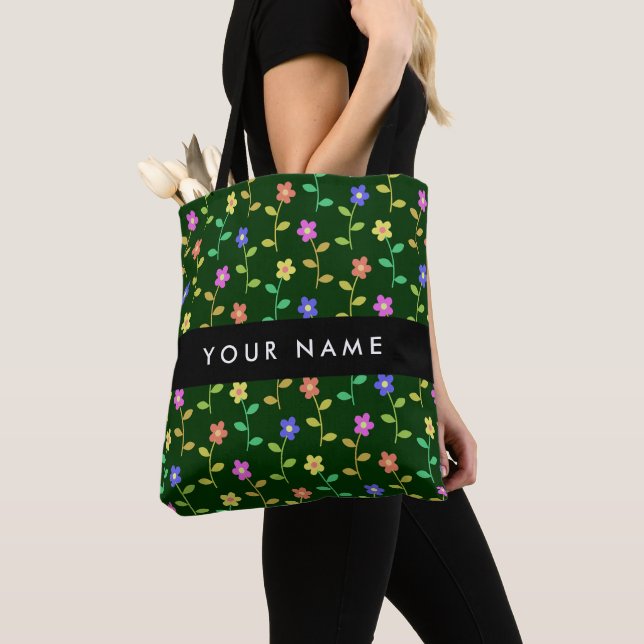 Farbige Blume, grüner Hintergrund, schwarz Tasche (Von Nahem)