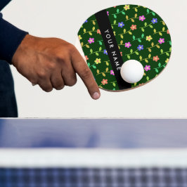 Farbige Blume, grüner Hintergrund, schwarz Tischtennis Schläger