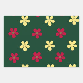 Farbige Blume Grünes Blumenmuster Blume Geschenkpapier Set