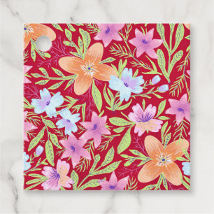 Farbige Blume, Himbeerrosa, Geschenkanhänger