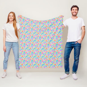 Farbige Blume in funkelnden Sternen Fleecedecke