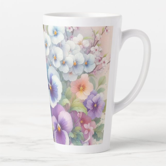 Farbige Blume in sanften Pastellfarben, Aquarell Milchtasse (Rechts)