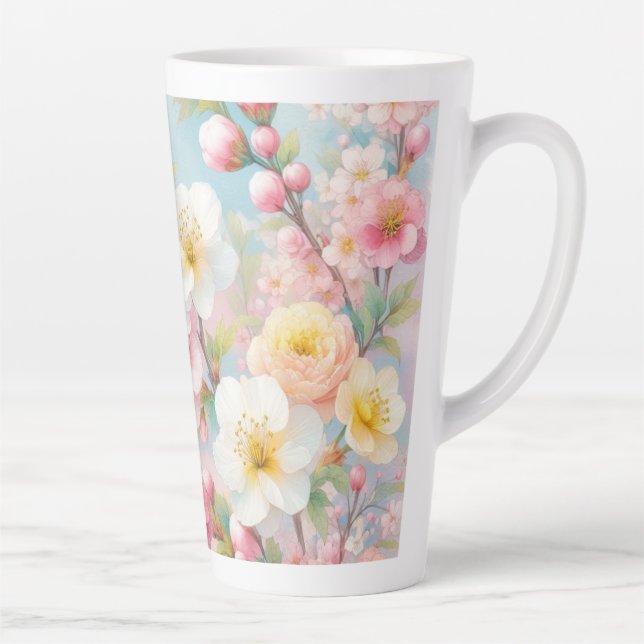 Farbige Blume in sanften Pastellfarben, Aquarell Milchtasse (Rechts)
