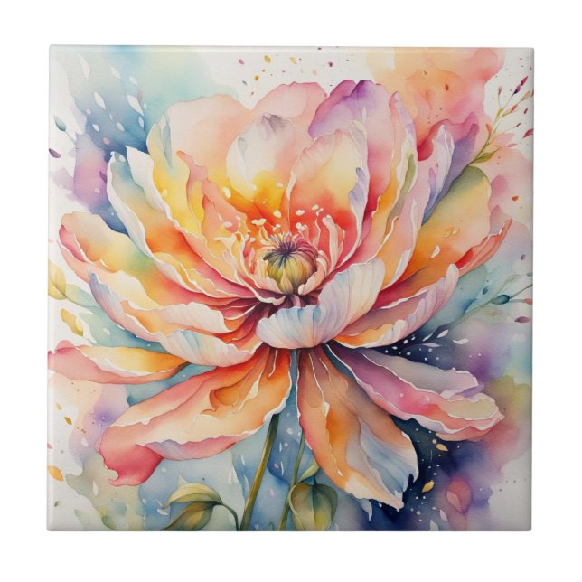 Farbige Blume Keramik Tile Fliese (Vorderseite)