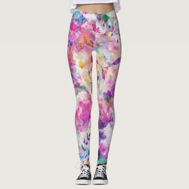 Farbige Blume Leggings (Vorderseite)