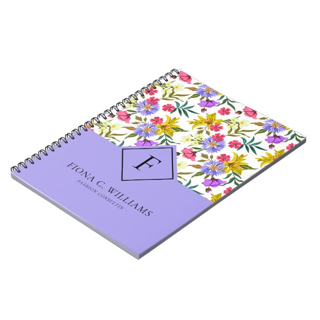 Farbige Blume lila Hintergrund Notizblock (Linke Seite)