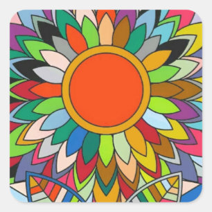farbige Blume mandala yaei Design Quadratischer Aufkleber