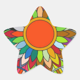 farbige Blume mandala yaei Design Stern-Aufkleber