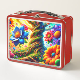 Farbige Blume Metall Brotdose