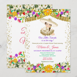 Farbige Blume mexikanische Fiesta Paare Dusche  Einladung