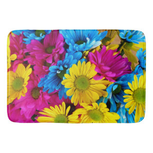 Farbige Blume, Milchprodukte - Blau-Gelb-Rosa Badematte