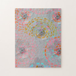 Farbige Blume mit gepunkteten grafischen Linien