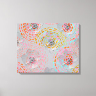 Farbige Blume mit gepunkteten grafischen Linien Leinwanddruck