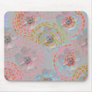 Farbige Blume mit gepunkteten grafischen Linien Mousepad