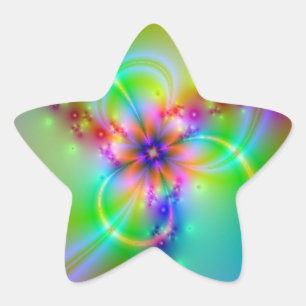 Farbige Blume mit Ribbons Stern-Aufkleber
