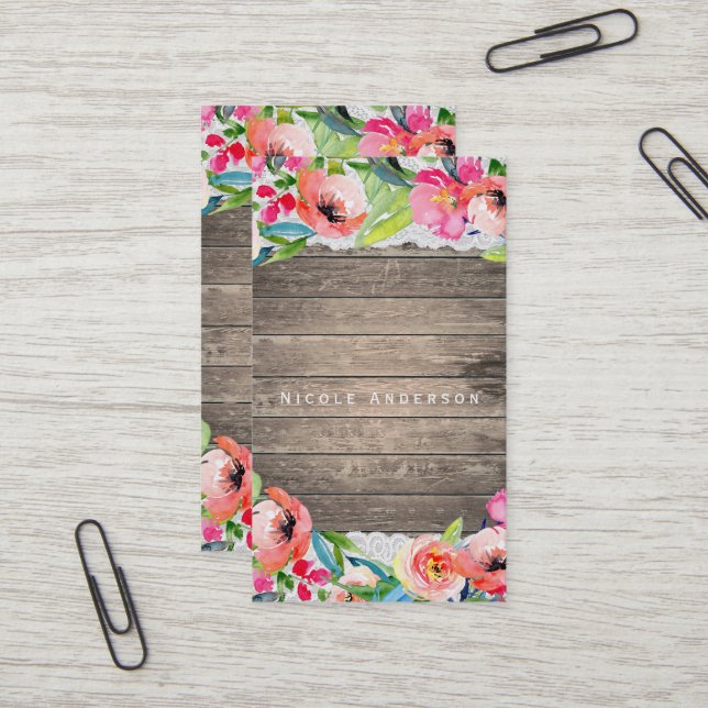 Farbige Blume Modernes, blumengeschmücktes Holz un Visitenkarte (Vorderseite/Rückseite Beispiel)
