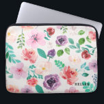 Farbige Blume Muster Laptopschutzhülle<br><div class="desc">Elegante moderne,  farbenfrohe Blume zeichnen Aquarellbilder mit individuellem Monogramm aus.</div>
