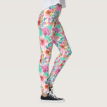 Farbige Blume Muster Leggings<br><div class="desc">Coole farbenfrohe Blume mit rosa aquamarin-grün-gelben und orangefarbenen Blume in einem nahtlosen Muster auf weißem Hintergrund.</div>