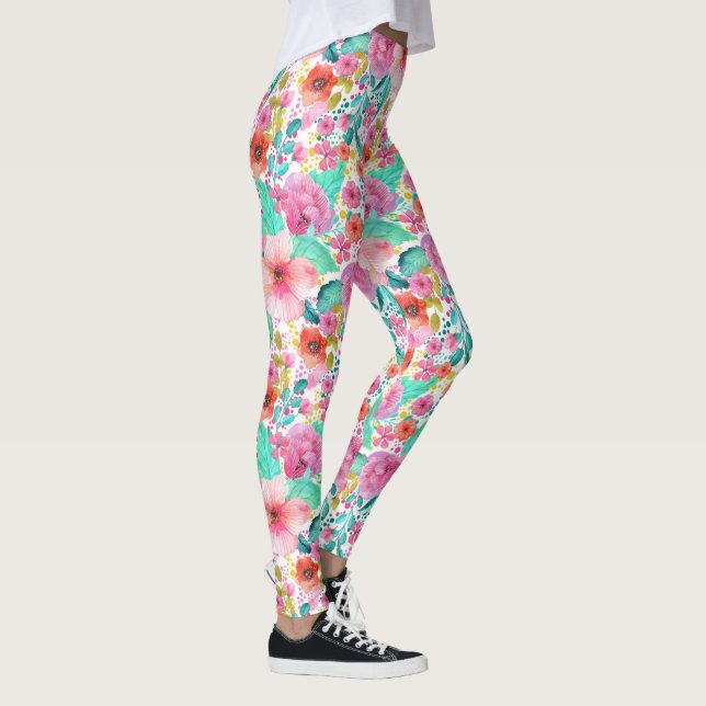 Farbige Blume Muster Leggings (Rechts)