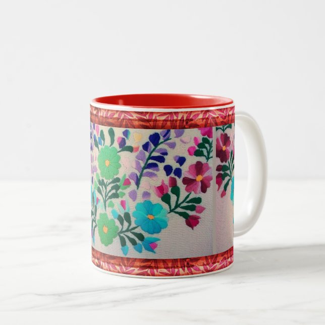 Farbige Blume Muster Tasse (VorderseiteRechts)